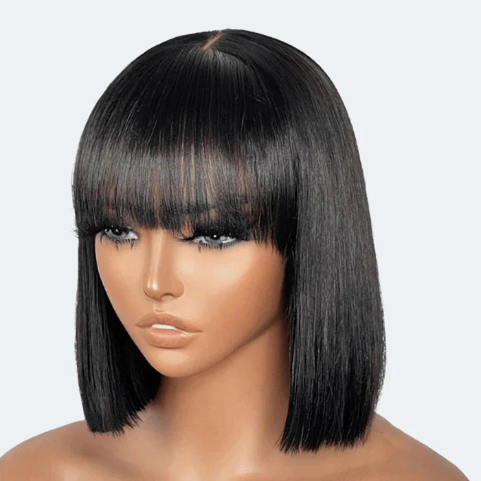 Hair Factory 2x1 12" 1B Yaki Straight w/ Bangs Bob