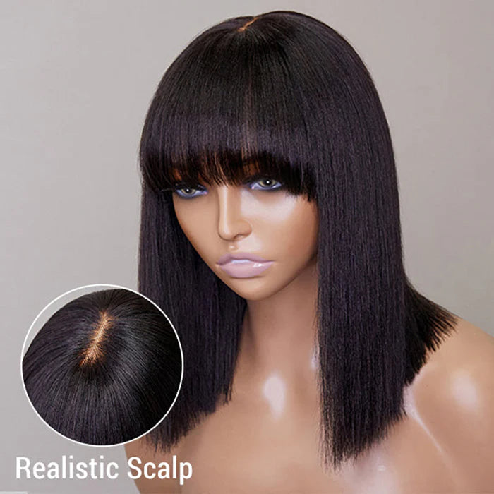 Hair Factory 2x1 12" 1B Yaki Straight w/ Bangs Bob