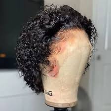 Hair Factory 13x4 8" Pixie Cut Short Curly Free Part Lace Front Wig