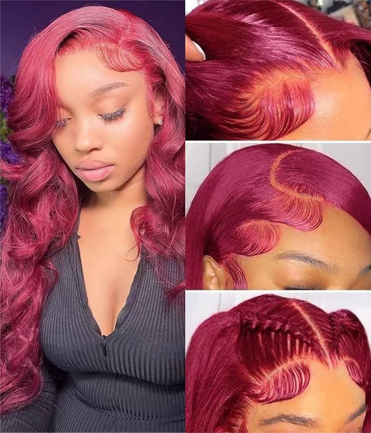 Hair Factory 99J 13x4 24" Body Wavy Lace Frontal Wig