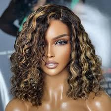 Hair Factory HD 12" Highlight Brown Curly Bob Wig