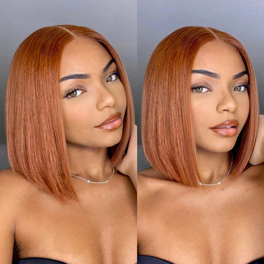 Hair Factory 4x4 10" Glueless Sugar Maple Mid Part Closure Bob Wig